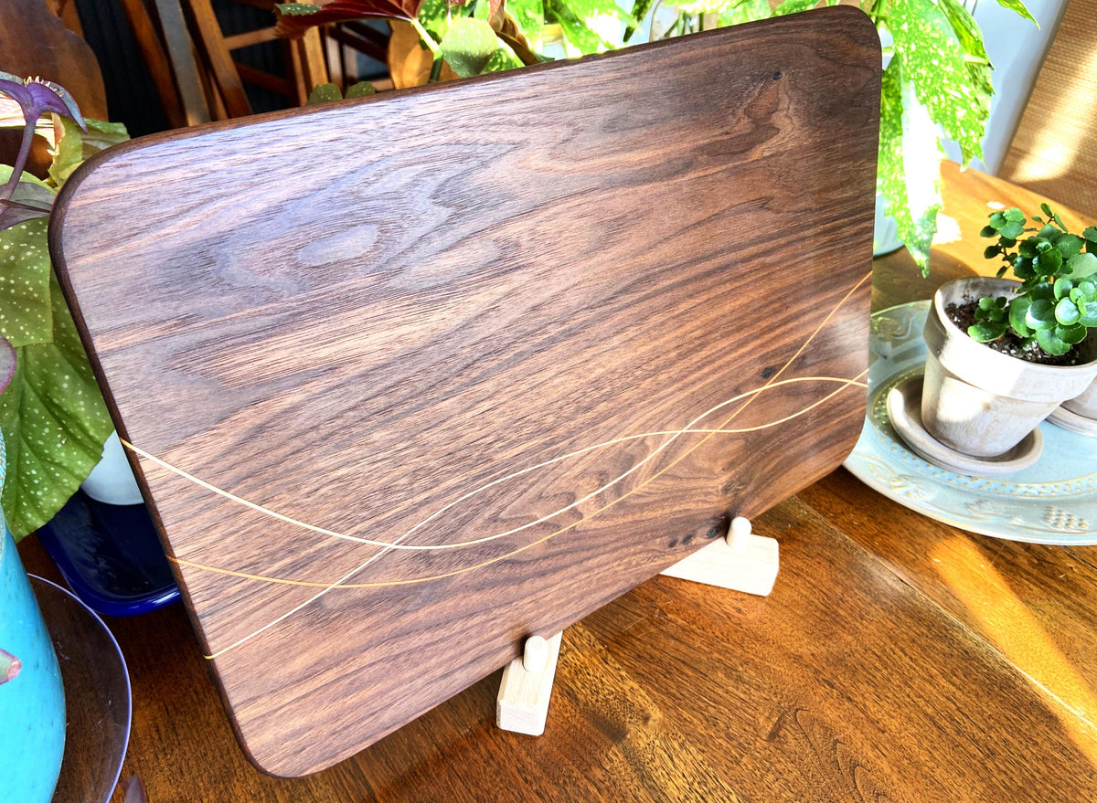 Series #06 | Walnut Charcuterie Board | Maple & Cherry Banding/Inlay | Handmade Serving Board