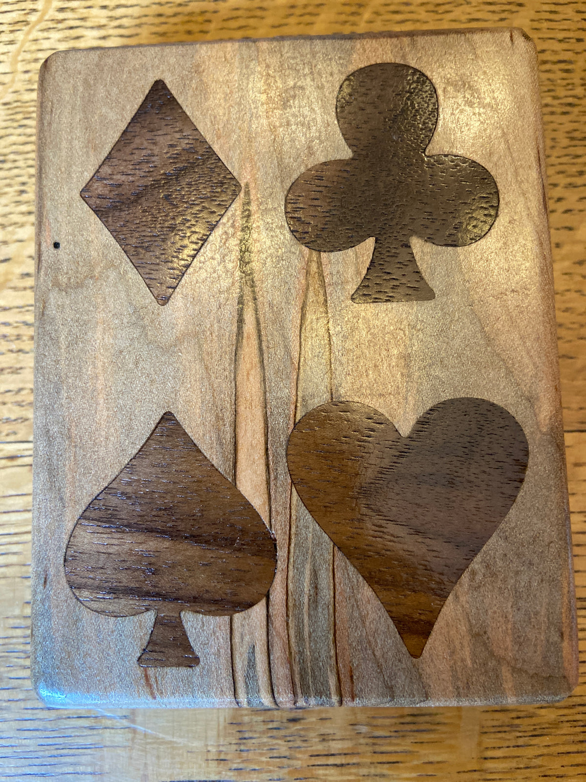 Series #03 | Ambrosia Maple & Walnut Playing Card Box | Walnut Four‑Suit Inlay