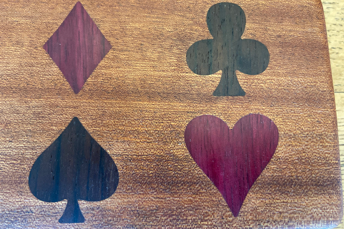 Series #01 | Mahogany Bridge Set Box | Peruvian Walnut & Purple Heart 4‑Suit Inlay
