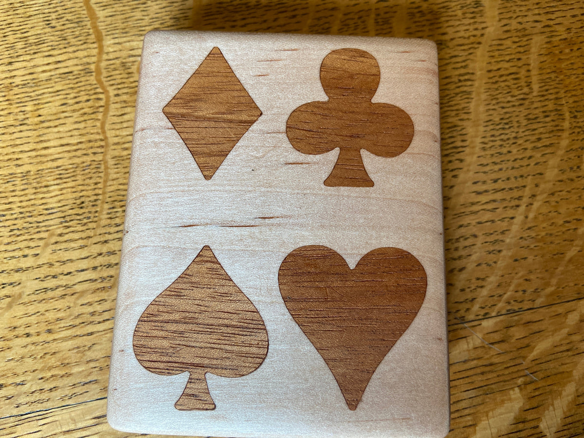 Series #02 | Maple & Walnut Playing Card Box | Spanish Cedar Four‑Suit Inlay