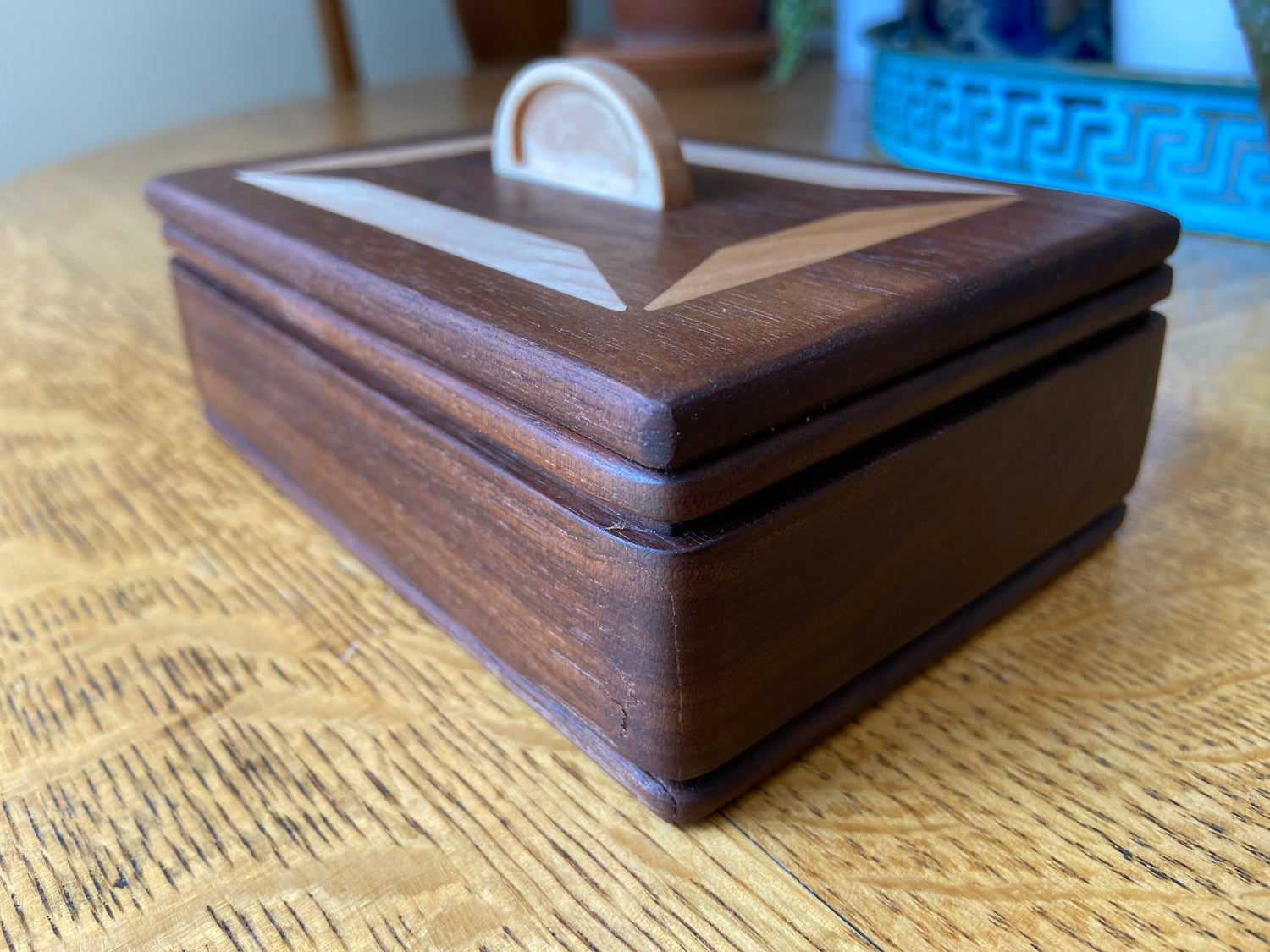Keepsake Box with Lid and Carved Handle