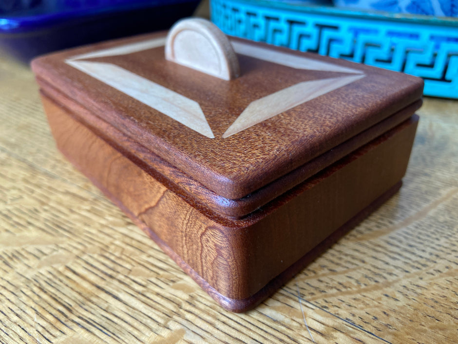 Mahogany Keepsake Box #1 – Geometric Wood Inlay – 6