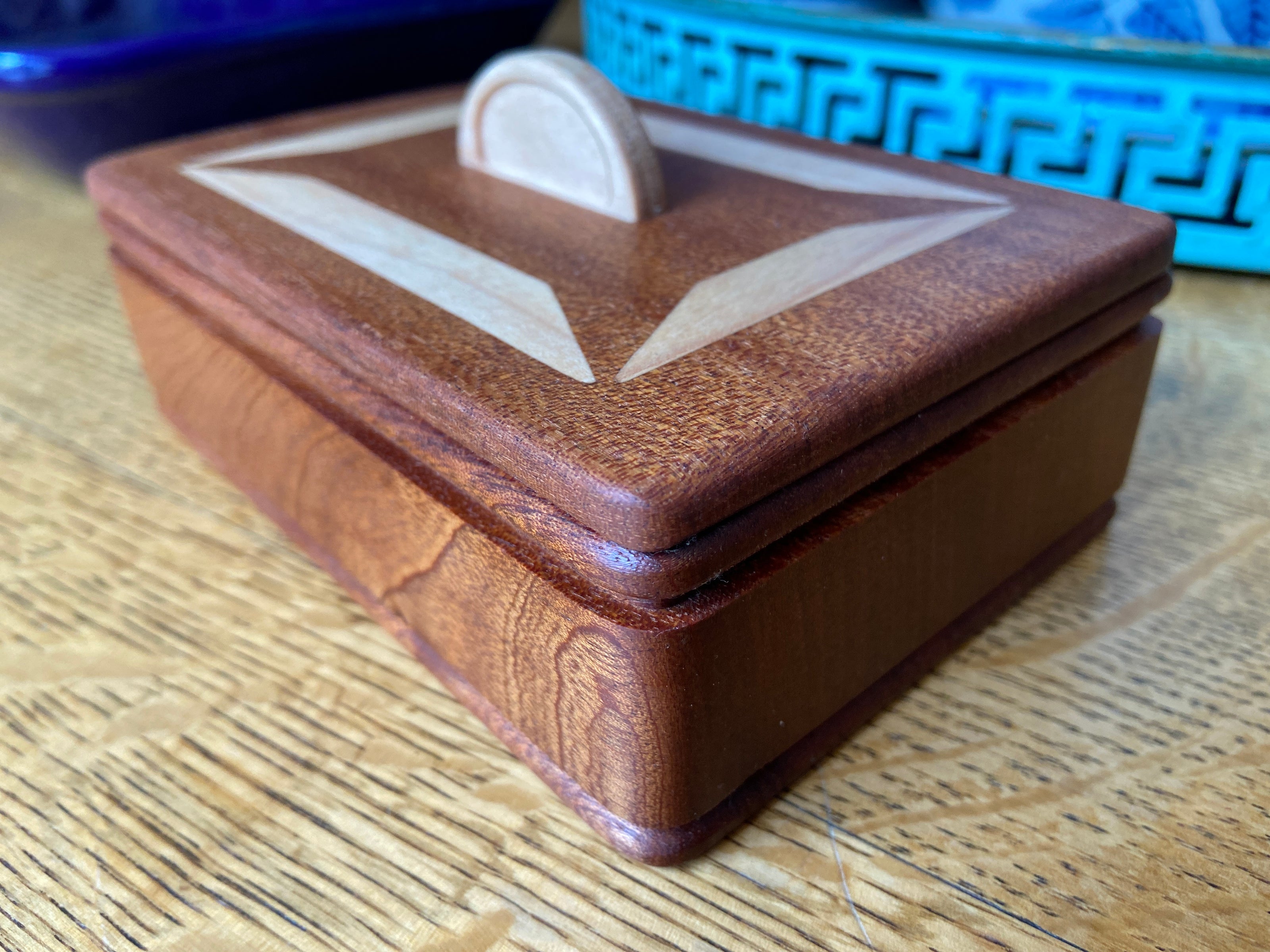 Mahogany Keepsake Box #1 – Geometric Wood Inlay – 6