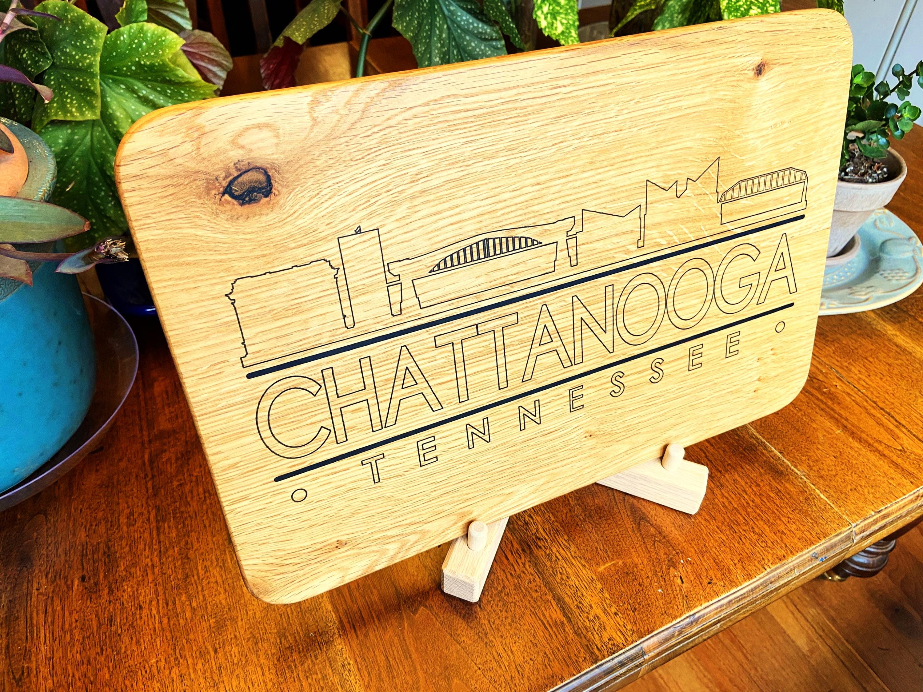 Handmade White Oak Chattanooga Skyline Charcuterie Board with Resin Inlay