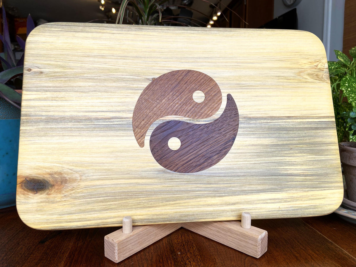 Series #03 | Poplar Charcuterie Board | Yin Yang Inlay | White Oak & Peruvian Walnut