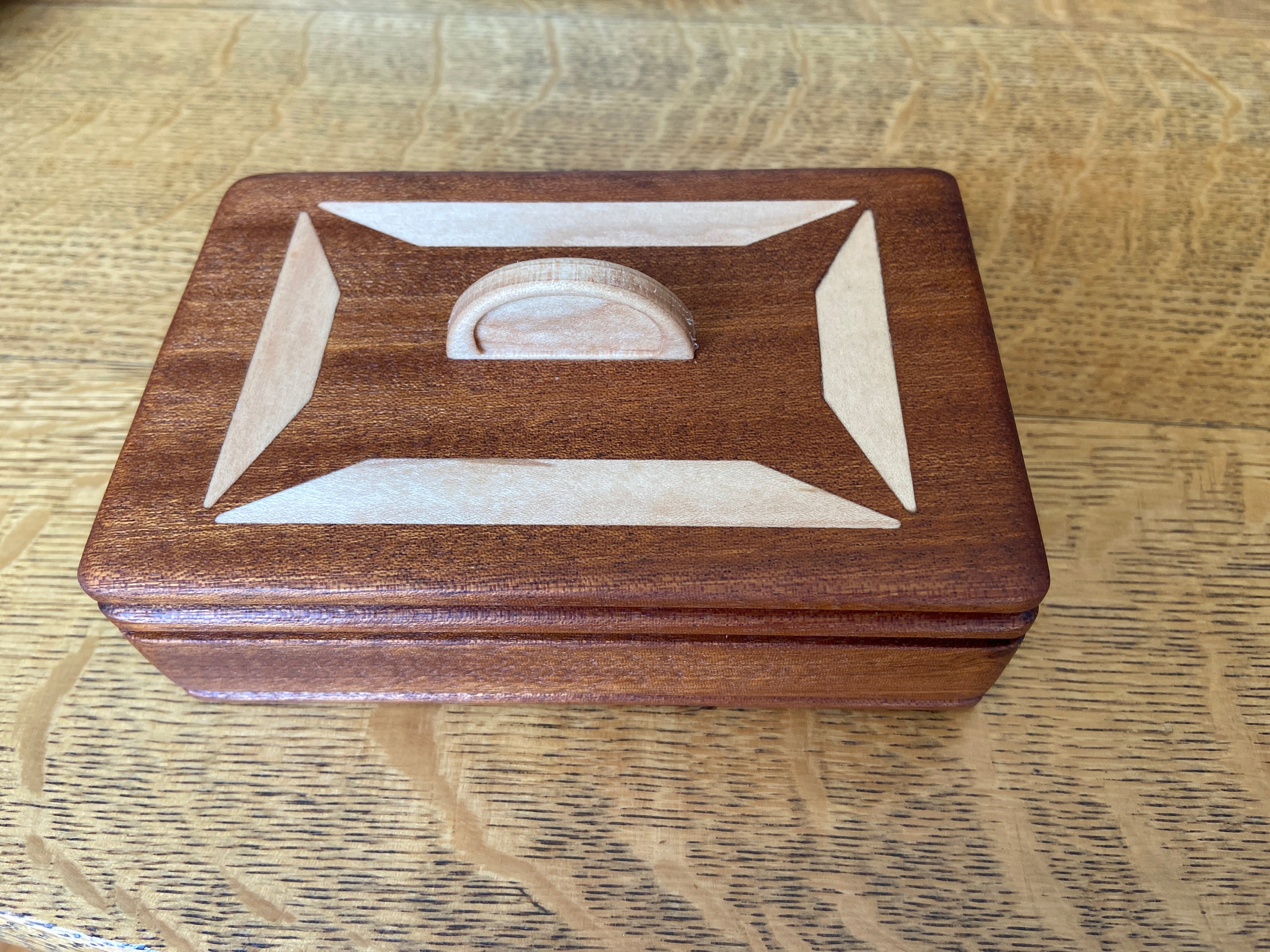 Mahogany Keepsake Box #3 – Geometric Wood Inlay – 6
