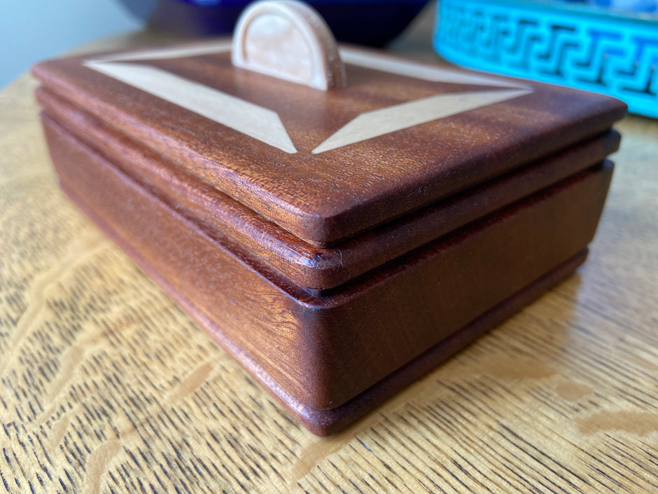 Mahogany Keepsake Box #3 – Geometric Wood Inlay – 6