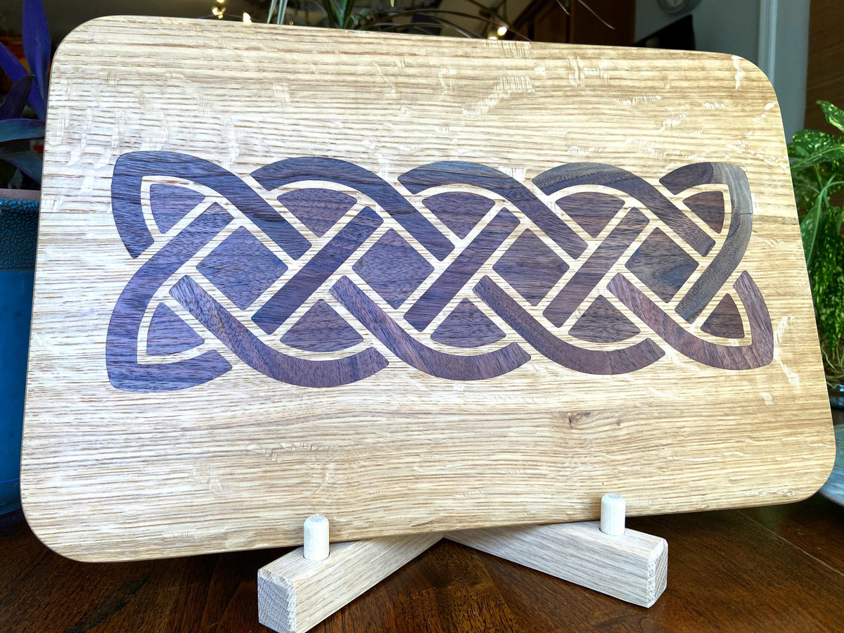 Series #01 | White Oak Charcuterie Board | Complex Celtic Knot Inlay | Handmade Serving Board