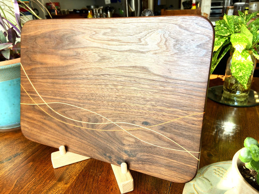 Series #06 | Walnut Charcuterie Board | Maple & Cherry Banding/Inlay | Handmade Serving Board