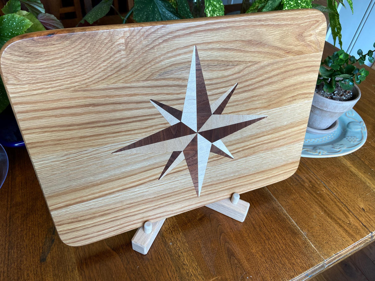 Series #03 | White Oak Charcuterie Board | Compass Rose Inlay | Handmade Serving Board