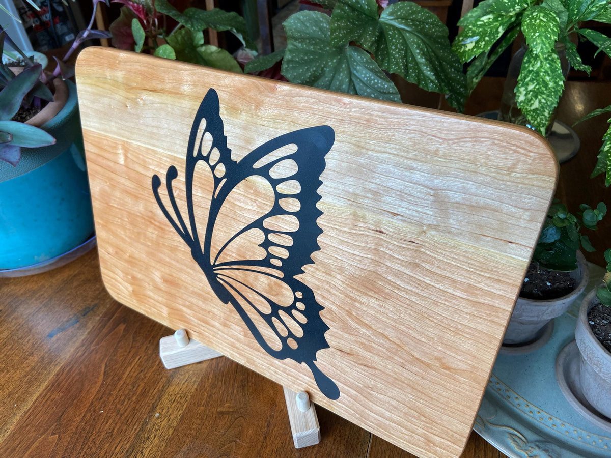 Series #02 | Cherry Charcuterie Board with Butterfly Resin Inlay – Handcrafted Serving Board