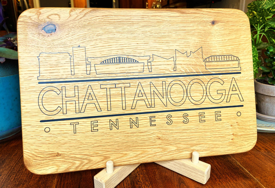 Handmade White Oak Chattanooga Skyline Charcuterie Board with Resin Inlay