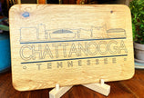 Handmade White Oak Chattanooga Skyline Charcuterie Board with Resin Inlay