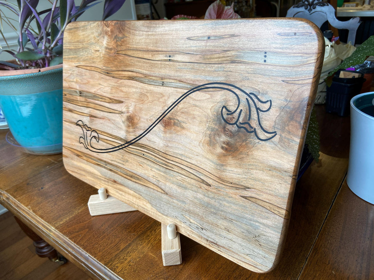 Series #01 | Ambrosia Maple Charcuterie Board with Unique Flower Scroll Resin Inlay | Handmade Serving Board