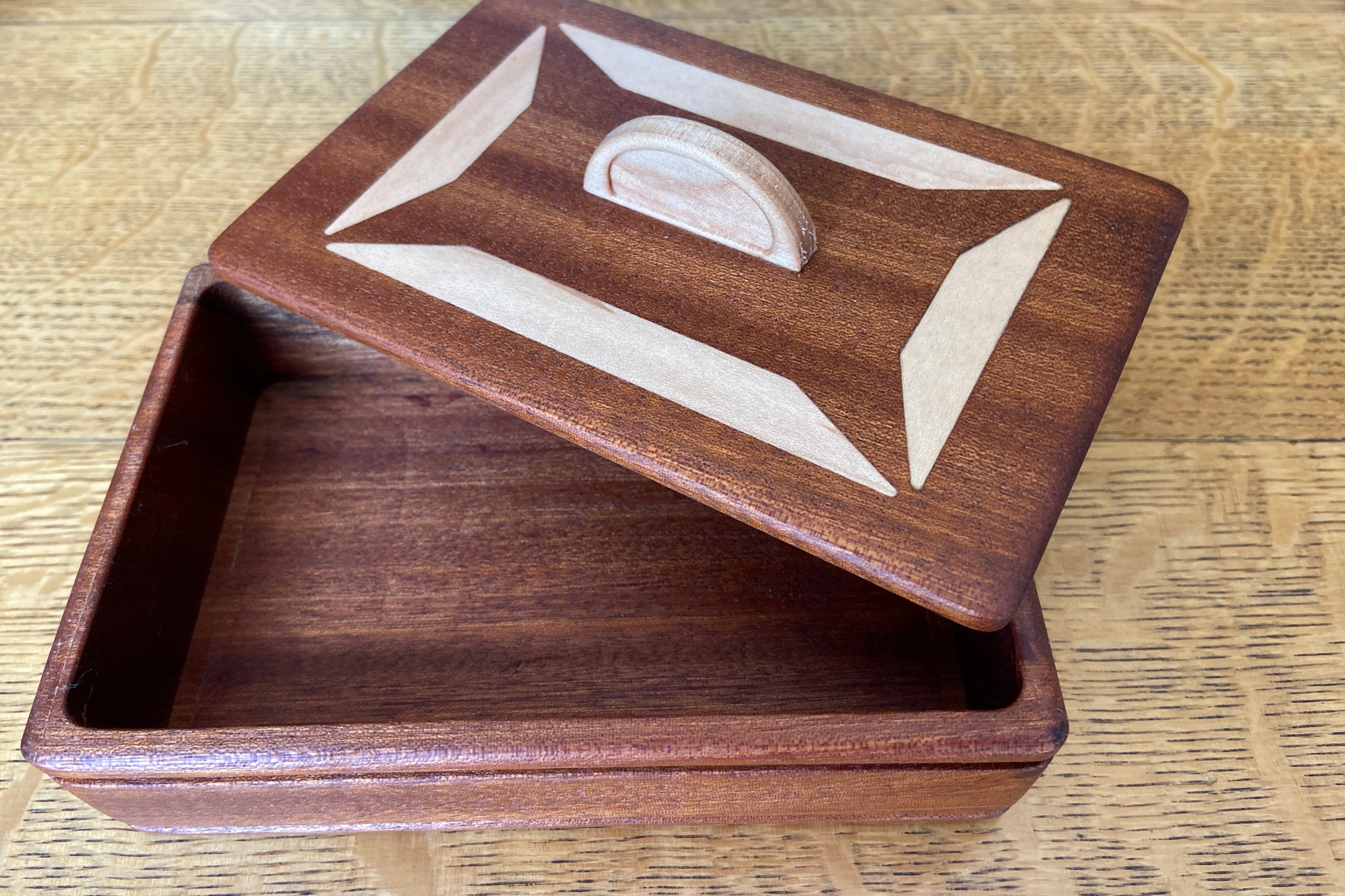 Mahogany Keepsake Box #3 – Geometric Wood Inlay – 6