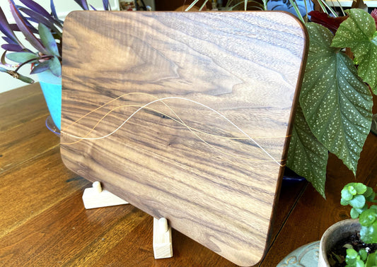 Series #05 | Walnut Charcuterie Board with Cherry & Maple Decorative Banding/Inlay | Handmade Serving Board