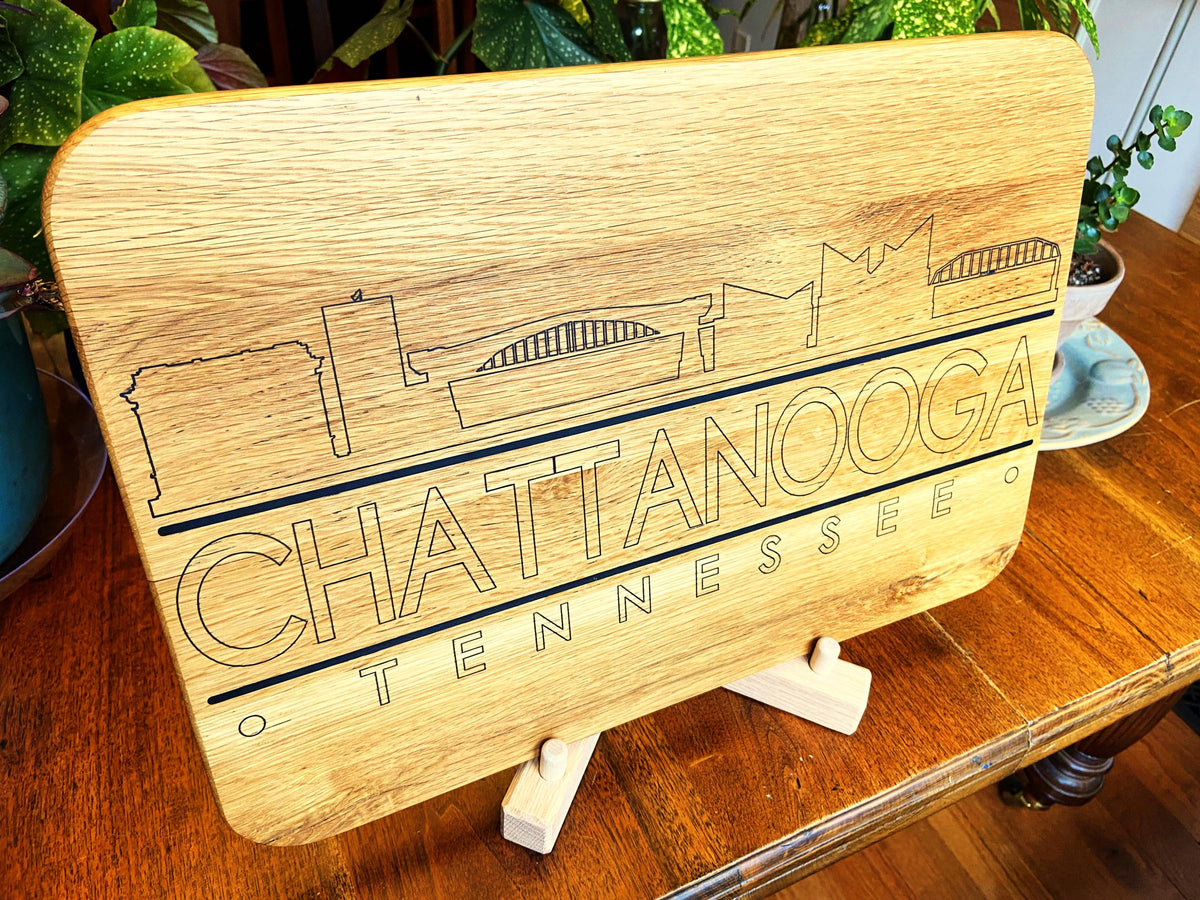 Series #03 | Chattanooga Skyline Charcuterie Board – Handmade White Oak