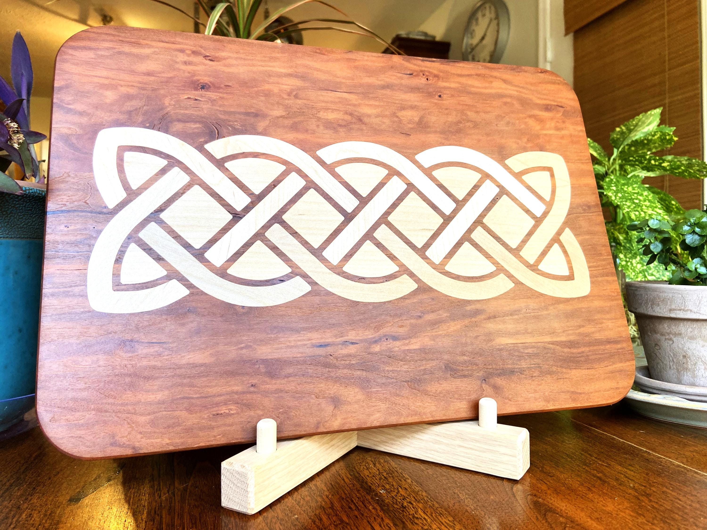 Cherry Charcuterie Board with Complex Celtic Knot Inlay | Handmade Serving Board