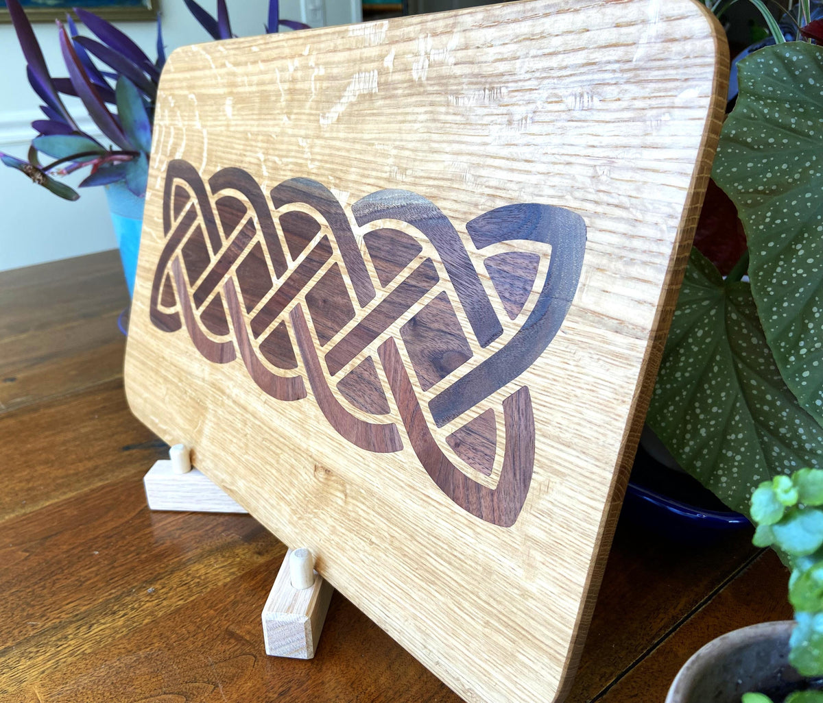 Series #01 | White Oak Charcuterie Board | Complex Celtic Knot Inlay | Handmade Serving Board
