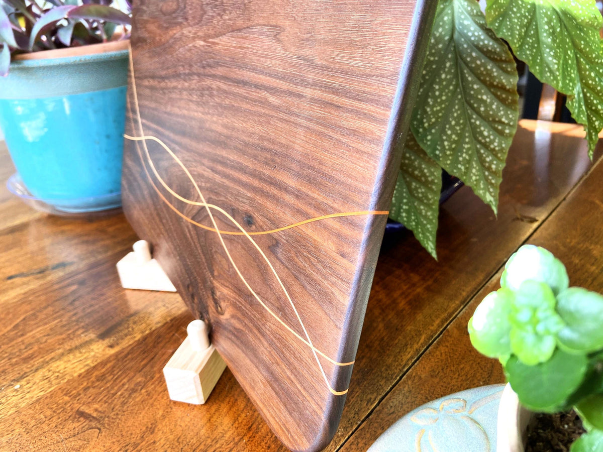 Series #06 | Walnut Charcuterie Board | Maple & Cherry Banding/Inlay | Handmade Serving Board