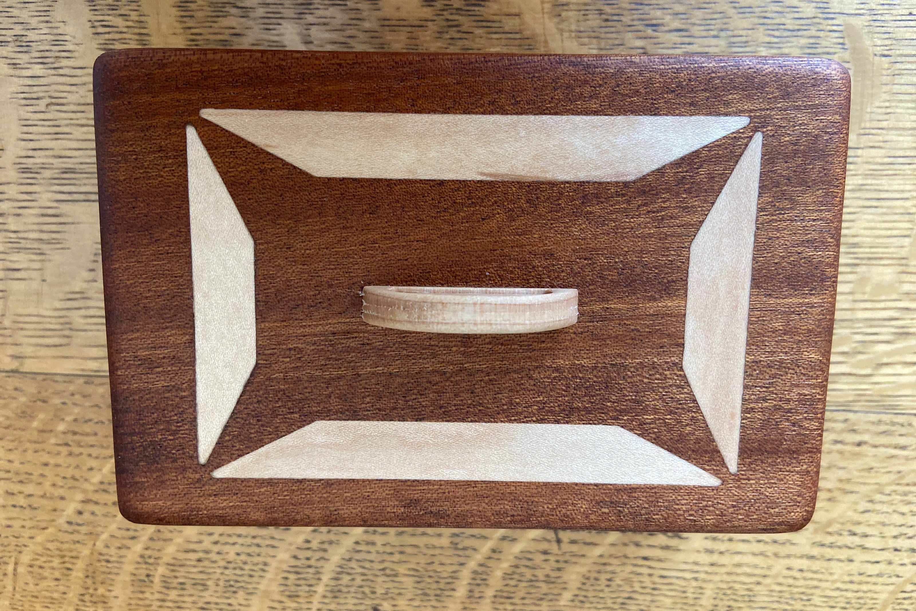 Mahogany Keepsake Box #3 – Geometric Wood Inlay – 6