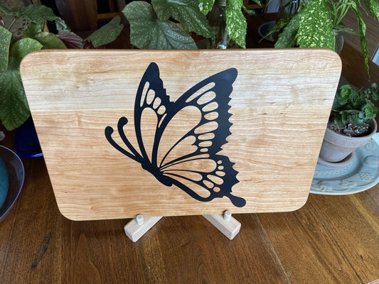 Series #02 | Cherry Charcuterie Board with Butterfly Resin Inlay – Handcrafted Serving Board