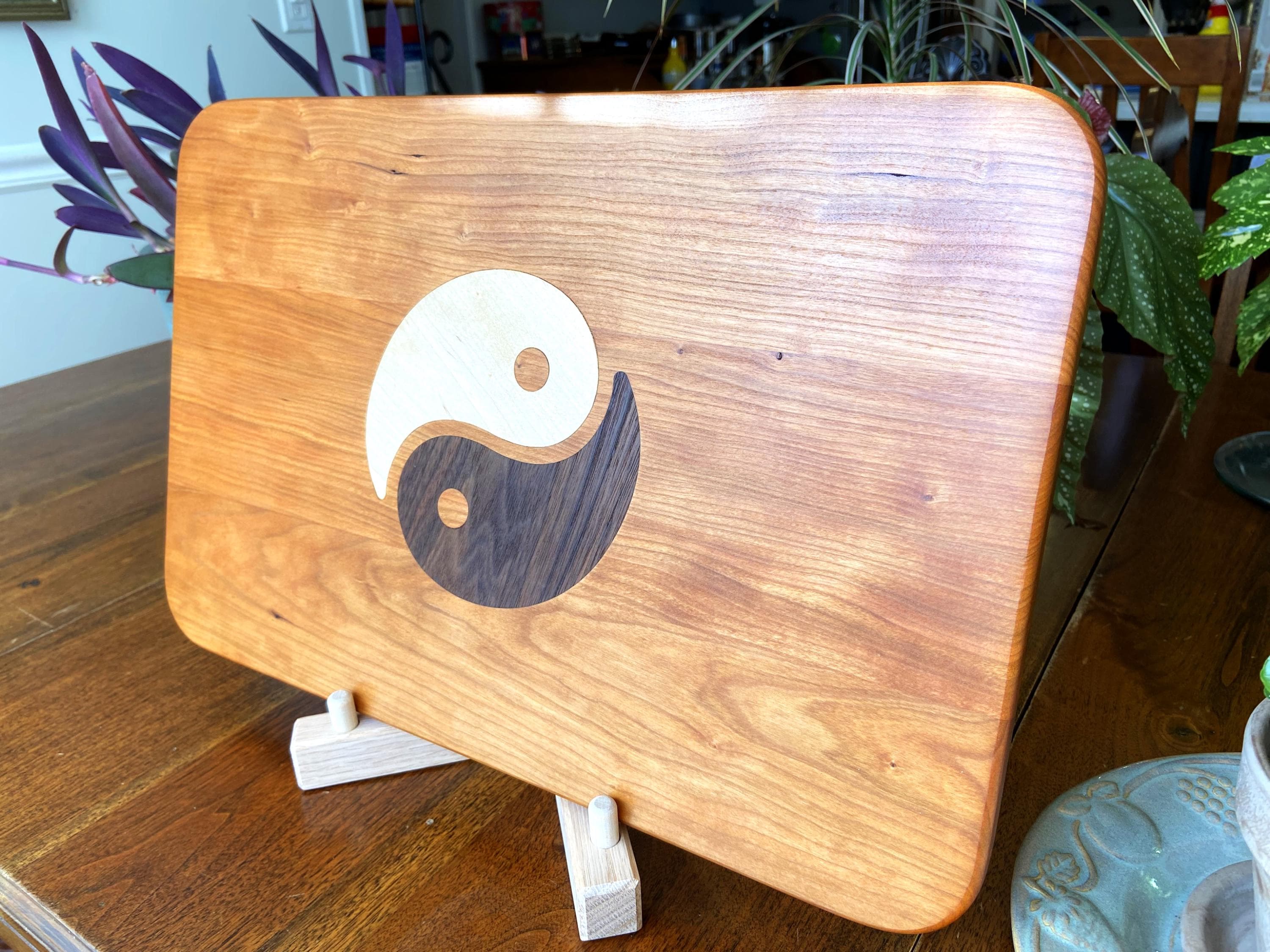 Cherry Charcuterie Board - Yin Yang Maple & Peruvian Walnut Inlay