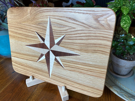 Series #03 | White Oak Charcuterie Board | Compass Rose Inlay | Handmade Serving Board