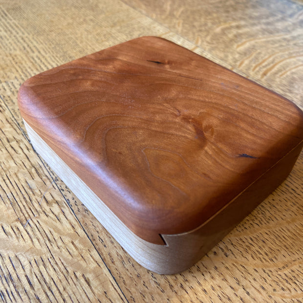 Series 01 – Small Square Keepsake Box – Sliding Dovetail Lid – Cherry – Handcrafted