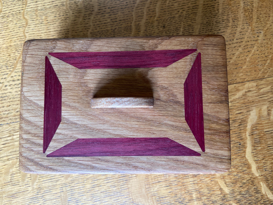 White Oak Keepsake Box #1 – Geometric Wood Inlay – 6