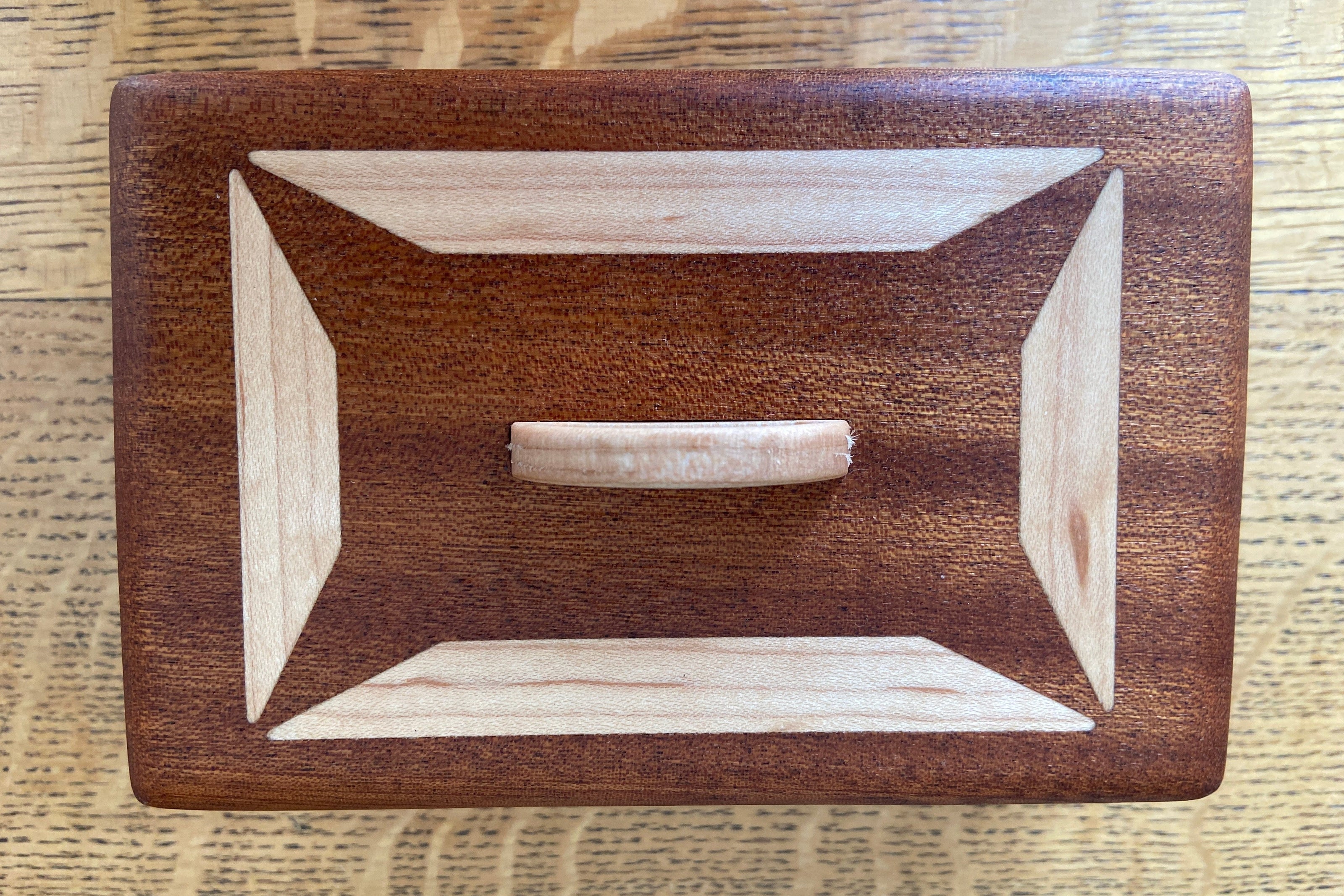 Mahogany Keepsake Box #2 – Geometric Wood Inlay – 6