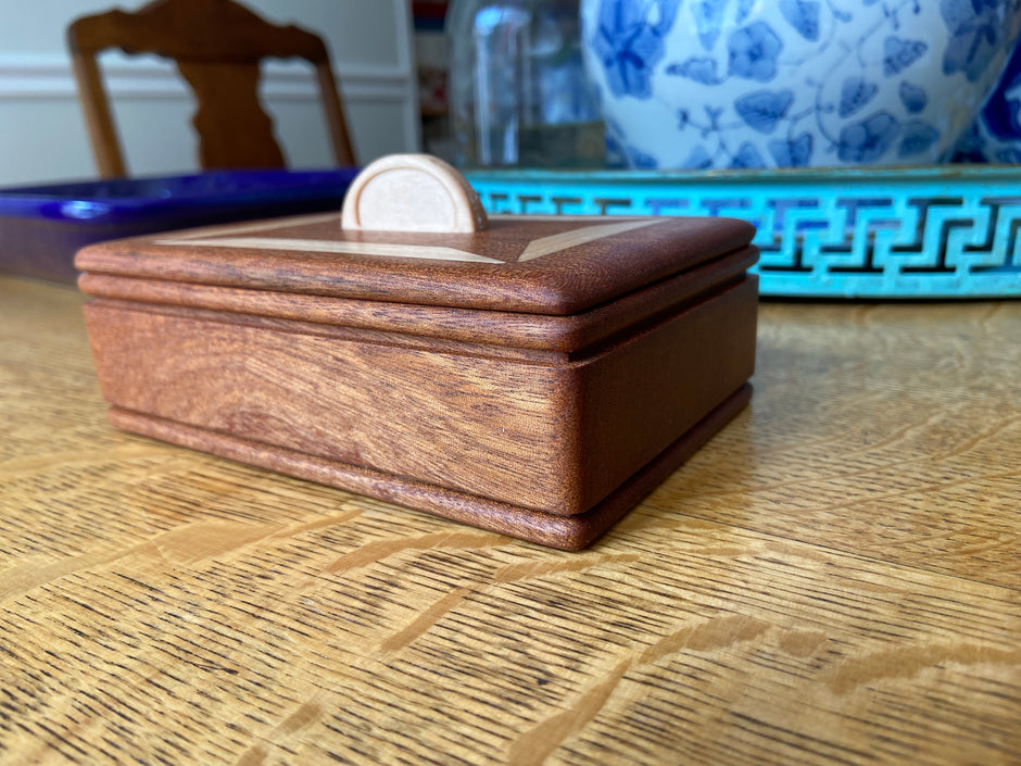 Mahogany Keepsake Box #2 – Geometric Wood Inlay – 6
