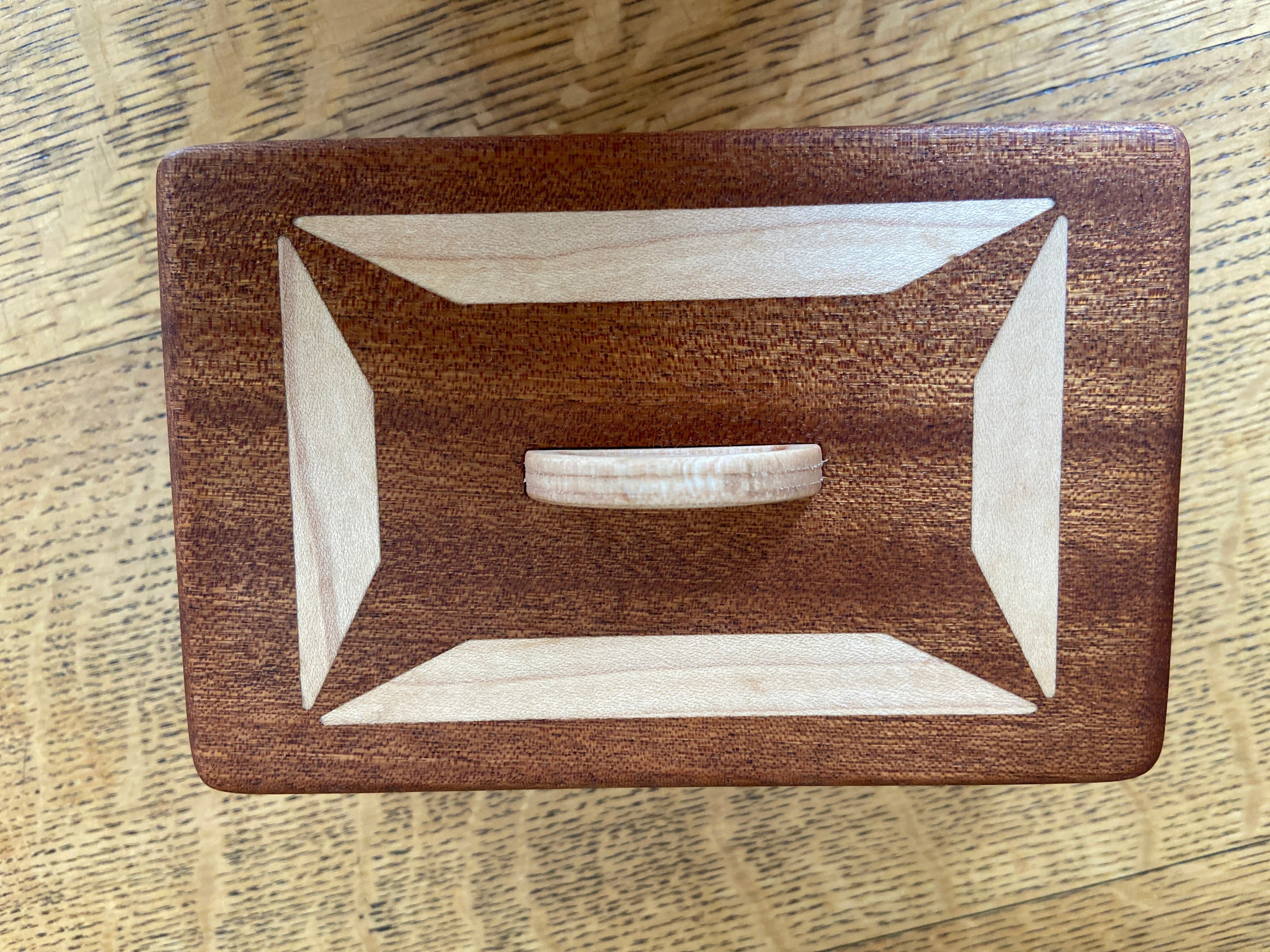 Mahogany Keepsake Box #1 – Geometric Wood Inlay – 6
