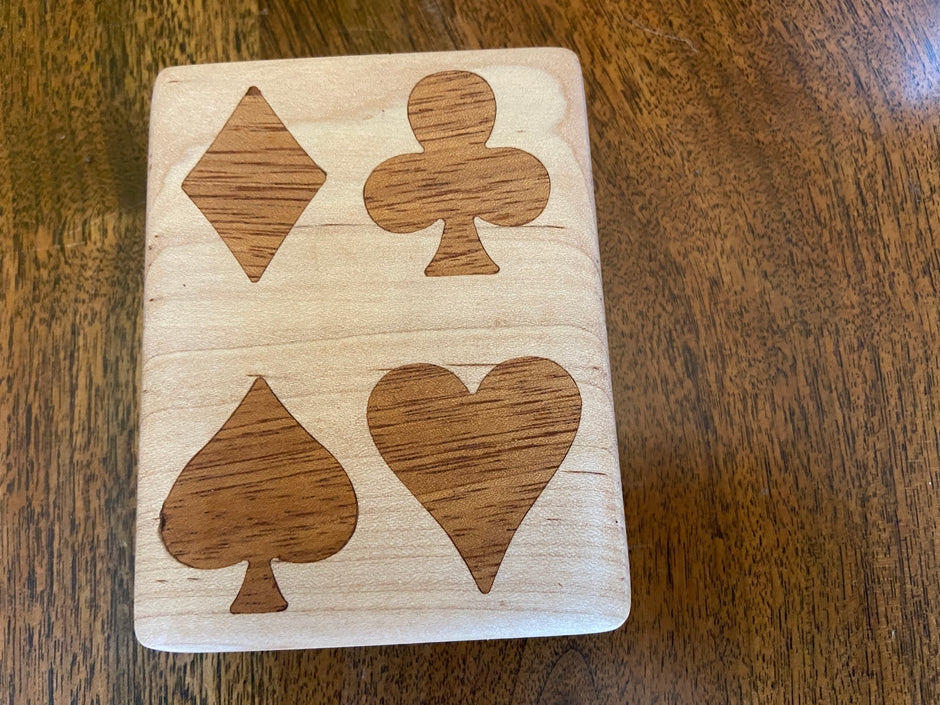 Handcrafted Wooden Playing Card Box - various wood and inlay options.