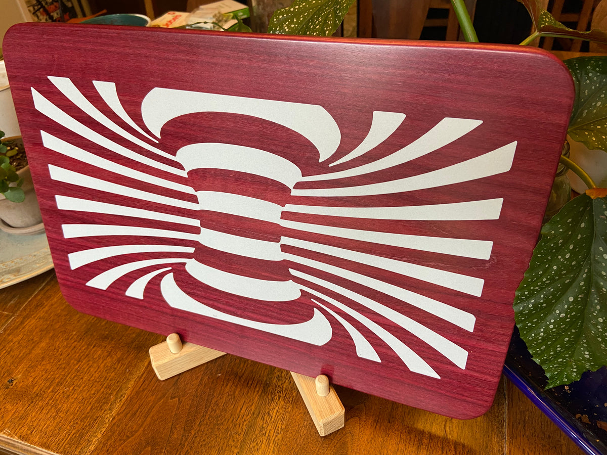 Series #02 | Purple Heart Charcuterie Board with Handcrafted “Worm Hole” Resin Inlay | Handmade Serving Board