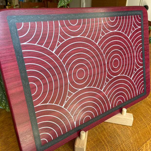 Purple Heart Charcuterie Board - Handcrafted Overlapping Circles Inlay