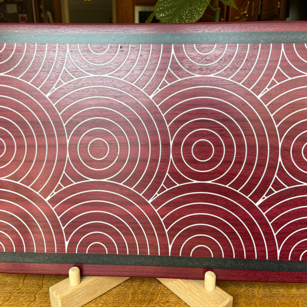 Purple Heart Charcuterie Board - Handcrafted Overlapping Circles Inlay