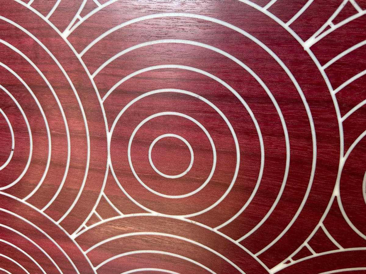 Series #01 | Purple Heart Charcuterie Board with Handcrafted Overlapping Circles Inlay | Handmade Serving Board