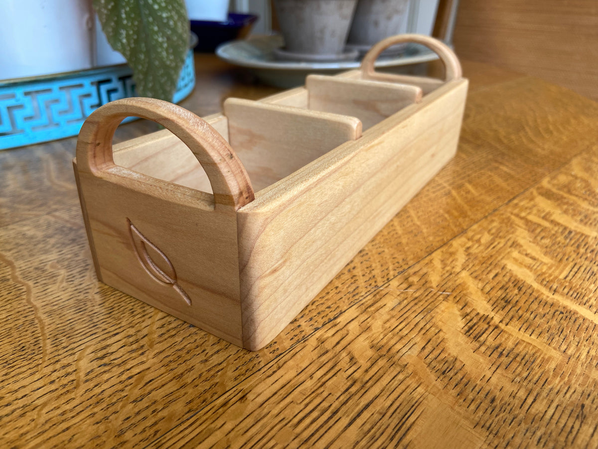 Series #01 | Soft Maple Tea Caddy | Hand‑Carved Handles & Tea‑Leaf Engravings