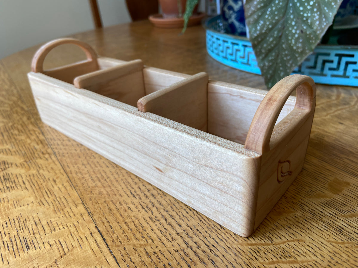 Series #01 | Soft Maple Tea Caddy | Hand‑Carved Handles & Tea‑Leaf Engravings