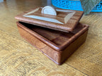 Handcrafted Lidded Keepsake Box with Wood Inlay and Carved Handle - 6