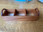 Hand‑Carved Mahogany Tea Caddy with Tea Leaf Engraving