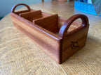 Hand‑Carved Mahogany Tea Caddy with Tea Leaf Engraving