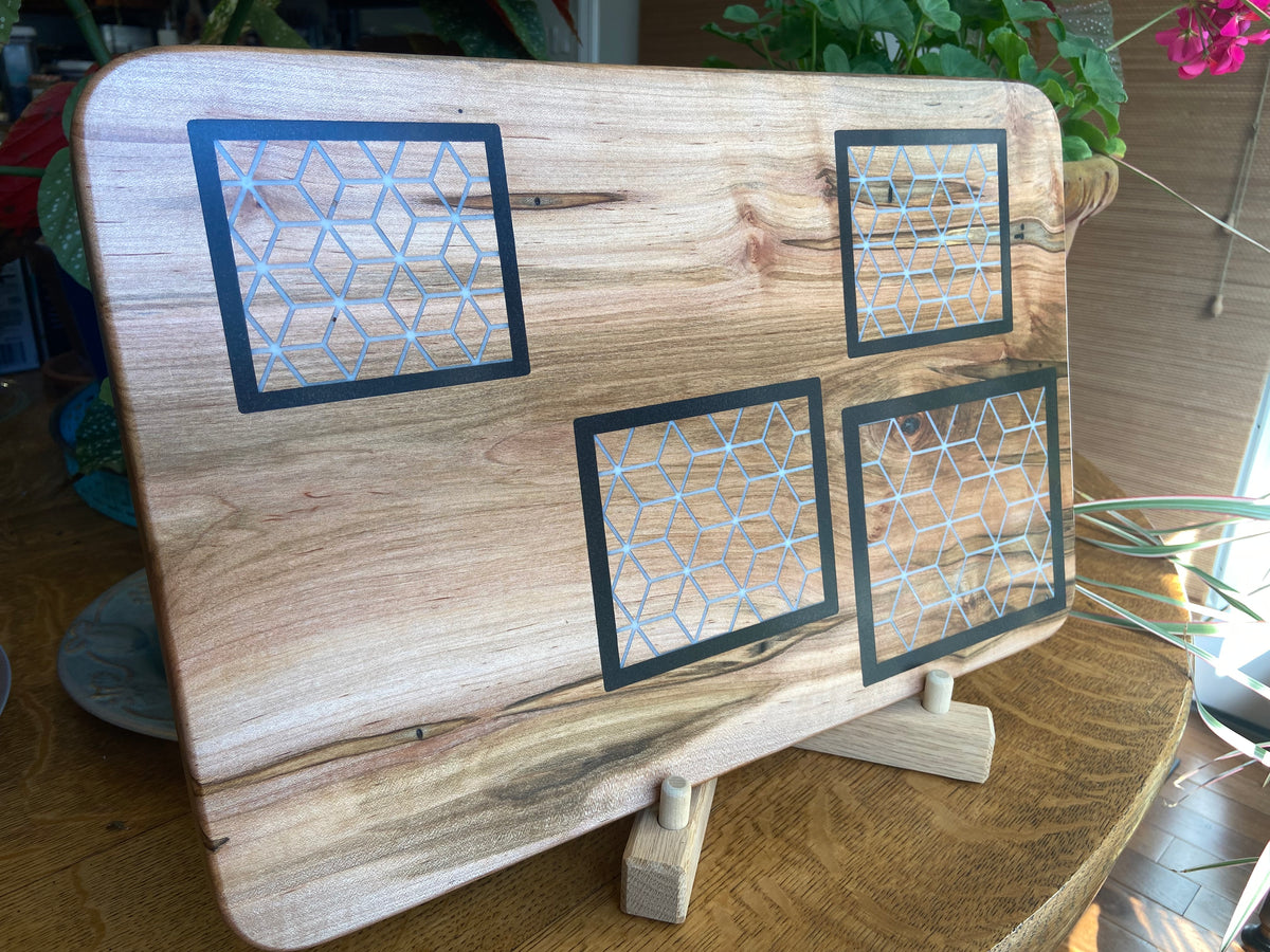 Series #01 | Ambrosia Maple Charcuterie Board with Fine Diamond Resin Inlay & Border Accents | Handmade Serving Board