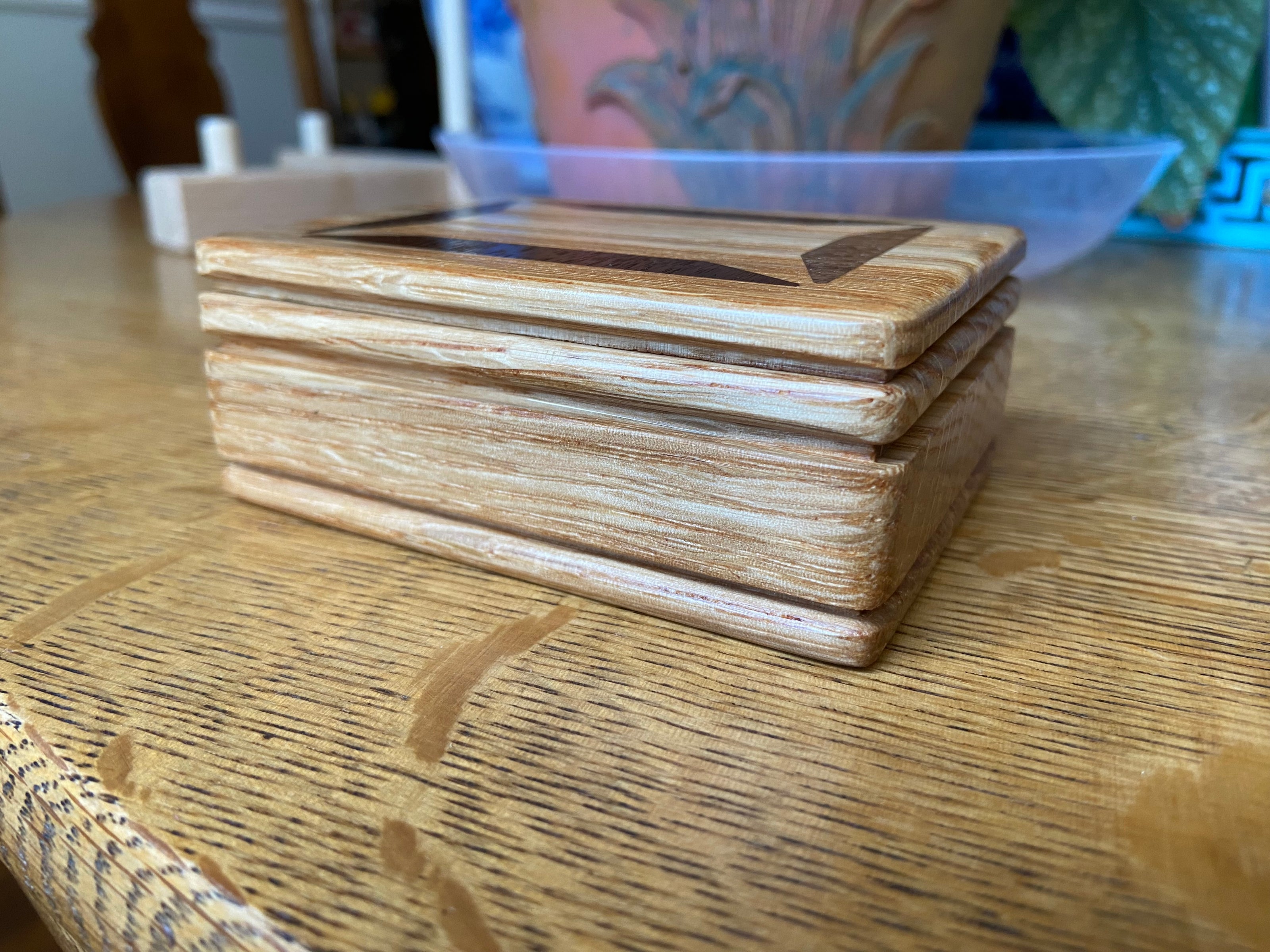 Handcrafted Lidded Keepsake Box with Wood Inlay 4