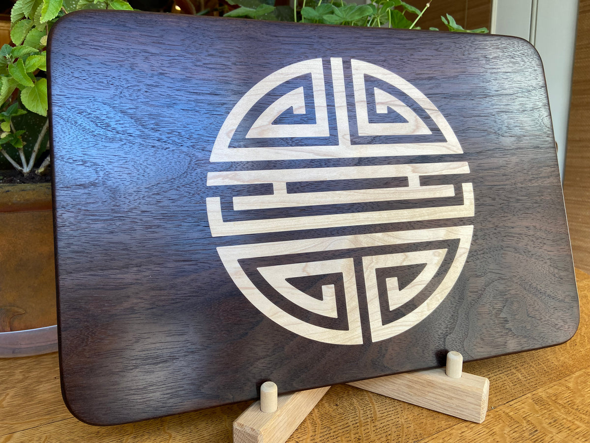 Series #03 | Walnut Charcuterie Board with Hand‑Carved Shou Symbol of Longevity