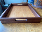 Handcrafted Walnut Decorative Tray with Lotus Engraving