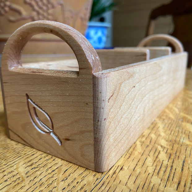 Hand-made and engraved tea caddy made from Soft Maple