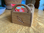 Hand‑Carved White Oak Tea Caddy with Tea Leaf Engraving