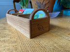Hand‑Carved White Oak Tea Caddy with Tea Leaf Engraving